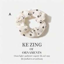 1 件简约网眼发圈，甜美优雅，低马尾，橡皮筋，女孩发带，百搭球头饰，仙女般的高端感，欧根纱网眼花发圈，发带，女性时尚发花发饰 - 白色 - 查看 2