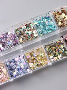 1 Scatola di Glitter Esagonali Iridescenti Misti, Paillettes Olografiche Spesse, Scaglie Scintillanti Effetto Sirena, Decorazioni per Unghie Fai-da-Te, Charm per Unghie, Gemme per Unghie, Forniture per Unghie