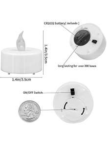 暖黃 / 白燈光無火led茶燭：24入組電池供電假蠟燭,含電池,無香味,適用於季節性和節日慶祝活動,模擬真實蠟燭的閃爍 - 白色 - 查看 8