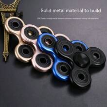 1個大號鋁合金三角形手指陀螺玩具,金屬螺旋手指陀螺,壓力釋放工具 - 黑色 - 查看 4