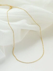 1pc Fashionable And Simple Chain Necklace O-Chain 40cm+5cm Necklace Suitable For Men's And Women's Daily Wear - Yellow Gold - View 12