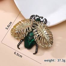 1pc Vintage Alloy Rhinestone Beetle Design Brooch For Suits, Coats, Sweaters, Suitable For Both Men And Women Daily Use - Dark Green - View 7