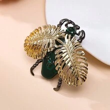 1pc Vintage Alloy Rhinestone Beetle Design Brooch For Suits, Coats, Sweaters, Suitable For Both Men And Women Daily Use - Dark Green - View 5
