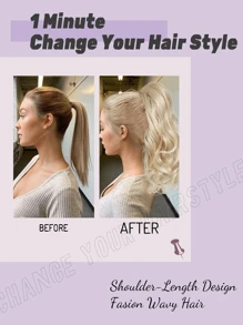 Ponytail Extensions For Women Synthetic Claw Clip Ponytail Hair Extensions Curl Waves For Everyday Casual Work Parties Using Natural Hair - Rust Brown - View 6