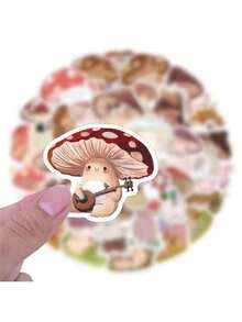 60入組可愛的卡通蘑菇貼紙、農舍風貼紙、蘑菇裝飾乙烯基防水貼紙,適用於水瓶、電腦、筆記本電腦、手機、行李箱等 - 60pcs貼紙 - 查看 3