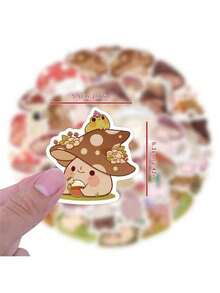 60入組可愛的卡通蘑菇貼紙、農舍風貼紙、蘑菇裝飾乙烯基防水貼紙,適用於水瓶、電腦、筆記本電腦、手機、行李箱等 - 60pcs貼紙 - 查看 7