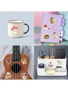 60入組可愛的卡通蘑菇貼紙、農舍風貼紙、蘑菇裝飾乙烯基防水貼紙,適用於水瓶、電腦、筆記本電腦、手機、行李箱等 - 60pcs貼紙 - 查看 5