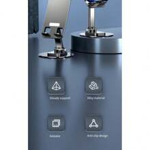 1入360°摺疊旋轉手機支架,擴展式圓盤與金屬加重底座,適用於桌面使用 - 白色 - 查看 3