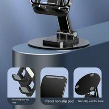1入360°摺疊旋轉手機支架,擴展式圓盤與金屬加重底座,適用於桌面使用 - 白色 - 查看 6