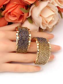 3對beverly貴婦風格彩色金屬吊墜耳環,粉紅色、香檳色鑽石為女性、女孩派對的禮物 - 彩色 - 查看 15