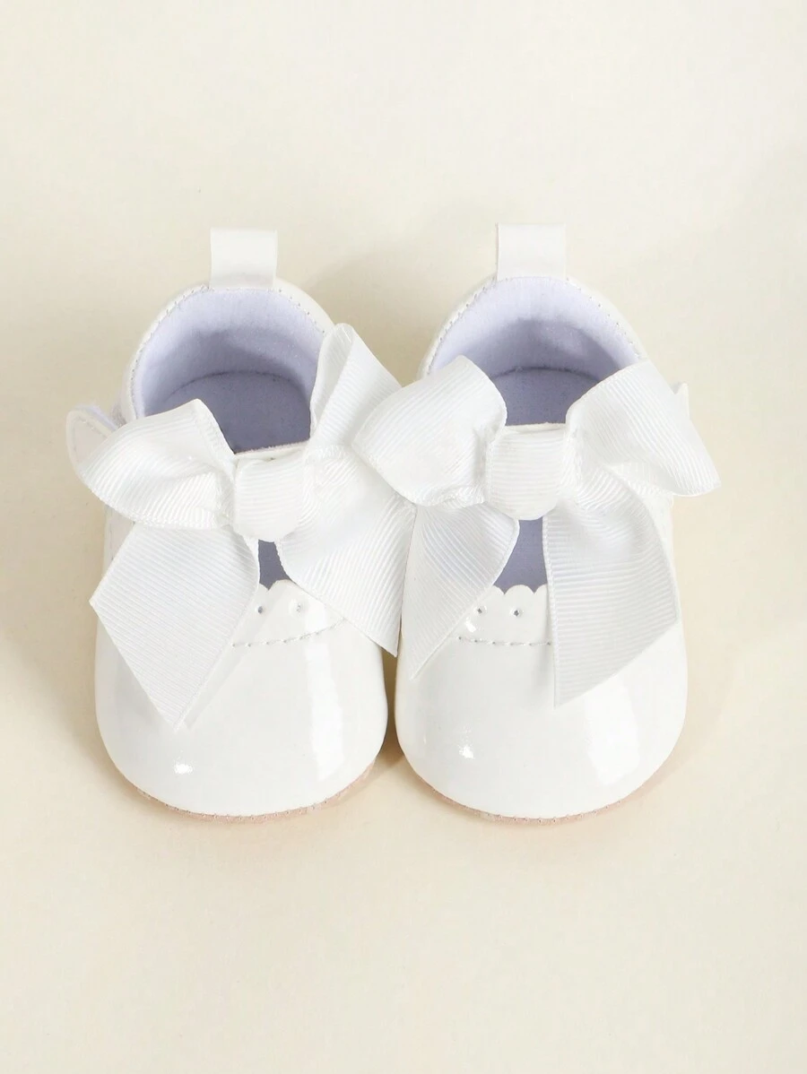 1 par Zapatos de bebé niña de unicolor con lazo nudo, para bebés de 0 a 18 meses, suela suave antideslizante, estilo princesa para primavera y otoño