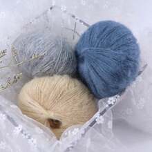 9 Balls Of Young Horse Fluffyry Yarn Baby Scarf Shawl & Accessories Knitting Crochet Material Set, Including Knitted Thread And Bag - Purple - View 3