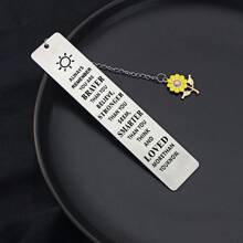 1入組不分男女、「永遠記得你更勇敢」不鏽鋼書籤,附有向日葵和太陽圖案,啟發性書籤禮物 - 銀色 - 查看 2