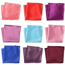 1pc Men's Solid Color Silk Pocket Square/Handkerchief For Weddings, Parties And Formal Events, 30x30cm - Multicolor - View 6