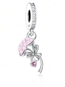 1pc Romantic 925 Sterling Silver Flower Bouquet Pendant For Diy, Commemoration, Valentine's Day, Unisex, Party Valentines - Q3405 - View 2