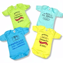 4 Pack Of 100% Cotton Short Sleeve Diapers Or Bodysuits With Cute Prints For Babies From 0 To 36 Months - 黃色 - 查看 1