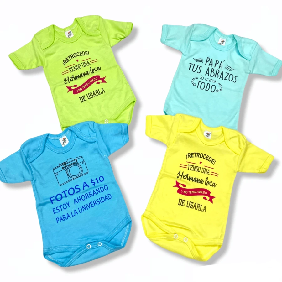 4 Pack Of 100% Cotton Short Sleeve Diapers Or Bodysuits With Cute Prints For Babies From 0 To 36 Months - 黃色 - 查看 1