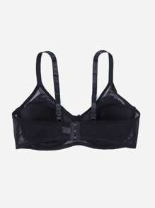 1 Áo lót cúp ngực đúc màu trơn thanh lịch và gợi cảm cỡ lớn dành cho nữ có mối nối lưới, độ che phủ và gọng đầy đủ, thích hợp để mặc hàng ngày và đi làm - màu đen - Xem 6