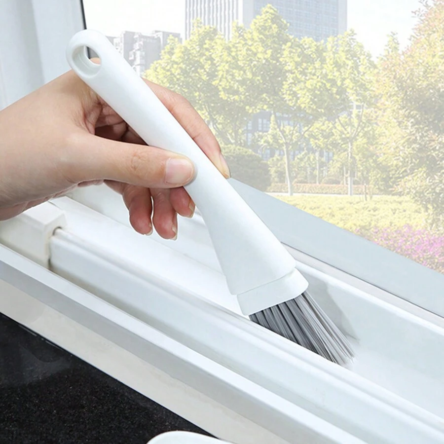 1pc Random Flat Head Crevice Brush, Window Groove Cleaning Brush, Multifunctional Long Handle Brush For Blind Spot Cleaner - Multicolor - View 1