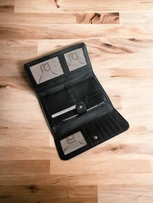 Cartera de mano de lujo, elegante para mujer ejecutiva de material premium estilo italiano - Negro - Ver 3