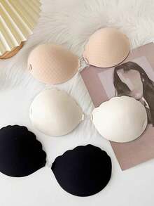 2pairs/Set Black Silicone Invisible Bra, Small Size Push-Up Bra For Wedding Dress, Thickened Anti-Slip Bra Sticker, Strapless Backless Lingerie - Black - View 2