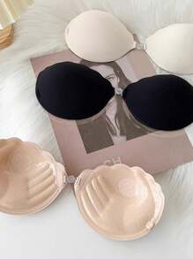 2pairs/Set Black Silicone Invisible Bra, Small Size Push-Up Bra For Wedding Dress, Thickened Anti-Slip Bra Sticker, Strapless Backless Lingerie - Black - View 3