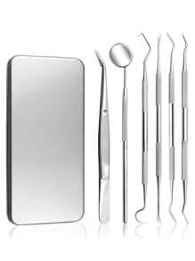 Dental Tools Teeth Cleaning Tools Stainless Steel Dental Scraper, Scaler Pick Plaque Remover Set, Living Room Home Bedroom Bathroom House Decor, Travel Stuff, Wedding, Party, Birthday, Gifts For Men Mom Dad Friends, New Years, Accessories, Funny Gift - Silver - View 1