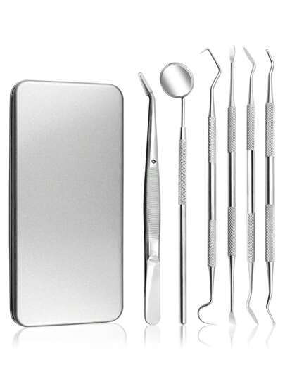 Dental Tools Teeth Cleaning Tools Stainless Steel Dental Scraper, Scaler Pick Plaque Remover Set, Living Room Home Bedroom Bathroom House Decor, Travel Stuff, Wedding, Party, Birthday, Gifts For Men Mom Dad Friends, New Years, Accessories, Funny Gift