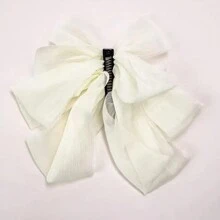 1pc Fashionable Elegant Multi-Layer Mesh Bowknot Hair Clip For Girls, French Vintage Style Banana Hairpin For Ponytail, Suitable For Party, Dance And Daily Use