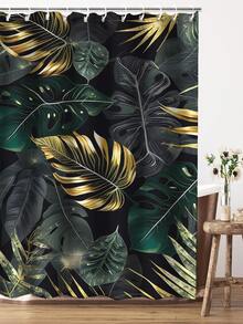 1入組簡約創意ins元素印刷防水淋浴簾,極簡時尚風格,適用於浴室裝飾 - 彩色 - 查看 4