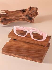 GENUIN MOMENT 1 件女士粉色矩形可爱卡哇伊处方眼镜，适合日常使用 - 粉色 - 查看 2