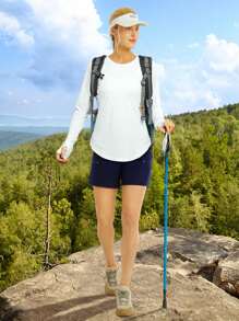 ED3SIZE Women's Raglan Long Sleeve Workout T-Shirt With Thumb Hole - White - View 7