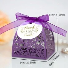 25pcs Purple Rose Shaped Candy Box With Thank You Tag, Laser Cut Chocolate Packaging Box For Wedding, Valentine'S Day, Birthday, Party, Holy , Gift Decorations Valentine Day