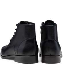 SHOESMALL Men's Boots Leather Mens Dress Boots Brogue Casual Boots For Men - AMY8187-đen - Xem 7