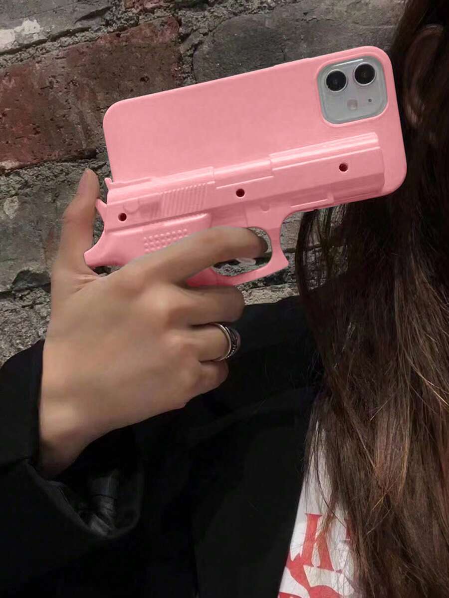 Pancoat Creative Toy Gun Designed Phone Case Compatible With IPhone 15/14/13/12/11, Clear Tpu Soft Case Compatible With IPhone 14/13/15 Pro Max, Apple11/12/13 Case Silicon Case Compatible With IPhone 15, Creative Case Compatible With IPhone 13 Pro Max, Transparent Tpu Soft Case Compatible With IPhone 15/14/13/11 Pro - Pink - View 1