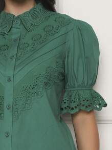 Women Blouses - Màu xanh lá cây đậm - Xem 5