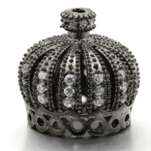 2pcs Jewelry Accessory Brass Cubic Zirconia Spacer Beads - 2 Pieces Of Hat Beads - View 3