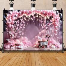 1 pieza de Decoración de Banner de fondo con mariposa rosa de 210*150/150*100CM, Arco de globos, Tela de fondo para fiesta de cumpleaños, decoración de bautizo de niña, telón de fondo para fotografía y selfie, Decoración navideña - Multicolor - Ver 4