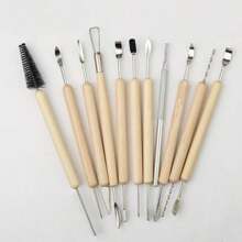11pcs/Set Diy Polymer Clay Ceramics & Pottery Tools Modeling Clay Complete Tool Kit Sculpting Handle Creative Tools And Supplies - White - View 2