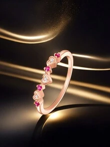 1只時尚簡約浪漫的心形cz寶石女戒,情人節禮物,約會,儀式 - 1674 - 查看 21