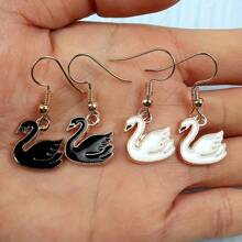 1對可愛小天鵝吊墜耳環,優雅款時尚休閒,派對、生日、婚禮上是家人、朋友、同事和摯愛的完美禮物 - 白色 - 查看 1