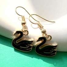 1對可愛小天鵝吊墜耳環,優雅款時尚休閒,派對、生日、婚禮上是家人、朋友、同事和摯愛的完美禮物 - 白色 - 查看 5