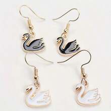 1對可愛小天鵝吊墜耳環,優雅款時尚休閒,派對、生日、婚禮上是家人、朋友、同事和摯愛的完美禮物 - 白色 - 查看 6