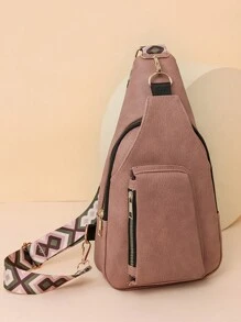 2025 Unique Design Fashionable PU Leather Sling Women 3 Pockets Chest Pouch Travel Shopping Shoulder Bag