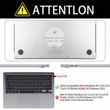 5 In 1 Compatible With MacBook Air 13.6 Inch Case 2022 2023 M2 Chip 13.6" With Touch ID Model A2681, Black Translucent Shell Case & Keyboard Cover & Polishing Cloth & OTG Adapter, Silver Sun & Moon - Transparent Black Shell Silver Sun & Moon - View 3