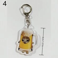 1 Pc Food Expression Keychain, Red Sand Sculpture, Everything Can Be A Cat Head, Explosive Backpack Pendant