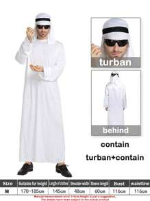 Disfraz De Fiesta De Cosplay Árabe Para Hombre Adulto Con Maquillaje - Blanco - Ver 2