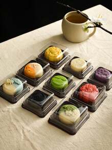 20pcs Thickened 80g Plastic Mooncake Box With Suction Cover For Snow Skin And Lava Mooncakes (50g), Mid-Autumn Festival Wedding Party Gift Bags - Clear - View 1