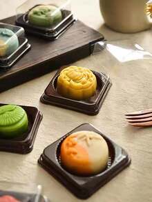 20pcs Thickened 80g Plastic Mooncake Box With Suction Cover For Snow Skin And Lava Mooncakes (50g), Mid-Autumn Festival Wedding Party Gift Bags - Clear - View 8