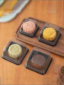 20pcs Thickened 80g Plastic Mooncake Box With Suction Cover For Snow Skin And Lava Mooncakes (50g), Mid-Autumn Festival Wedding Party Gift Bags - Clear - View 2